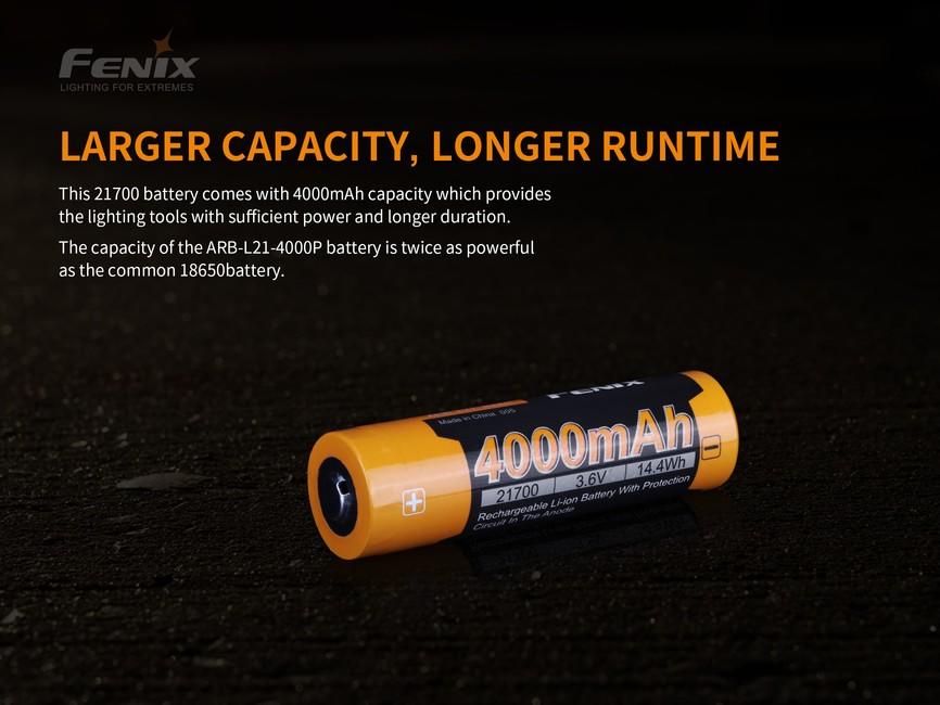 Fenix 21700 batteria ricaricabile 4000 mAh li-ion