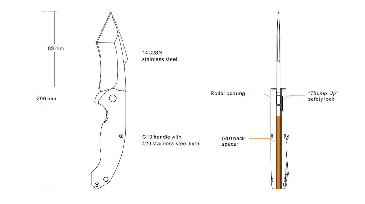 Ruike P851-B coltello tascabile pieghevole