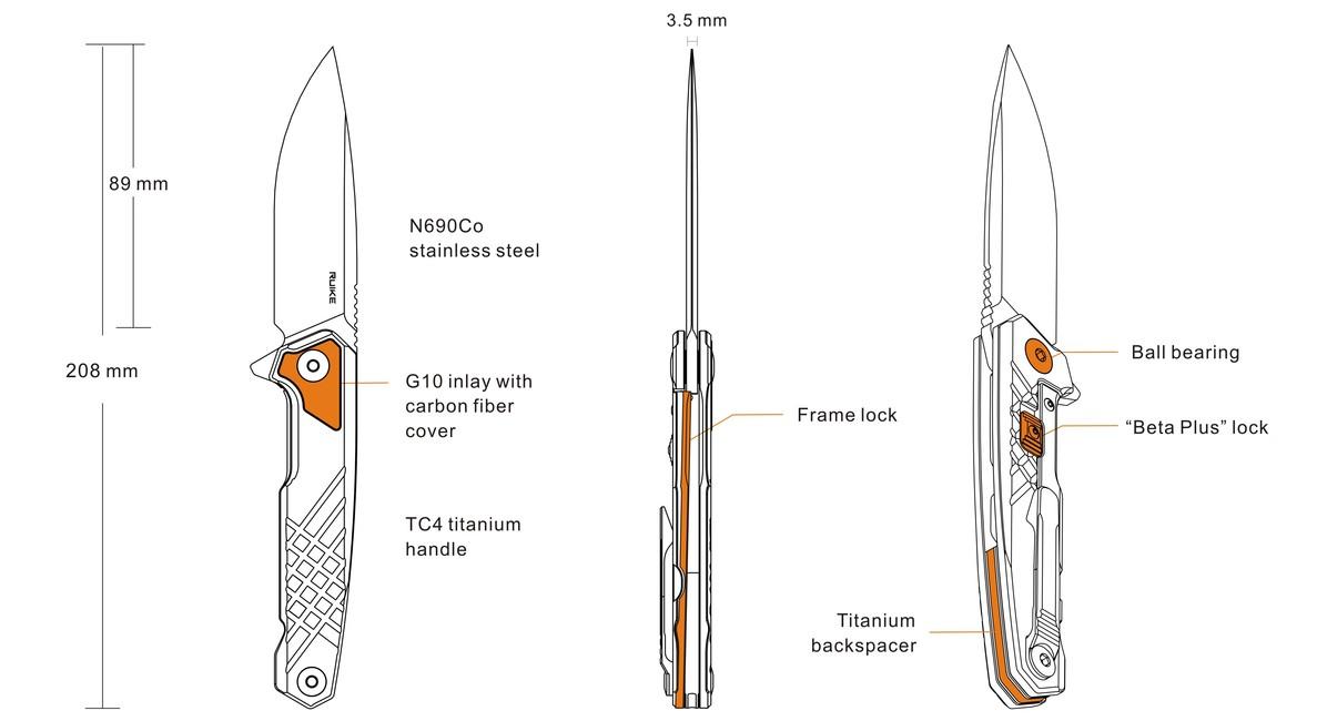 Ruike M875-TZ coltello tascabile di chiusura
