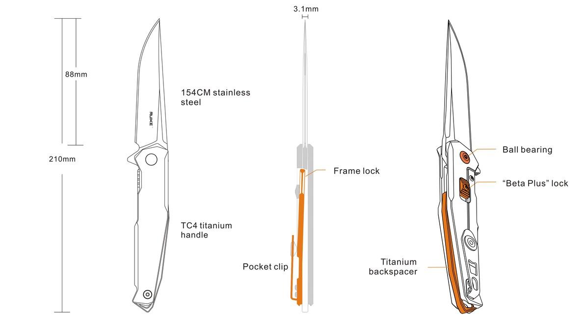 Ruike M108-TZ coltello tascabile pieghevole