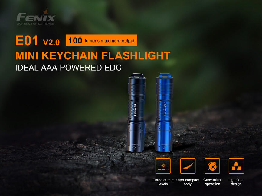 Fenix E01 V2.0 mini torcia elettrica, blu