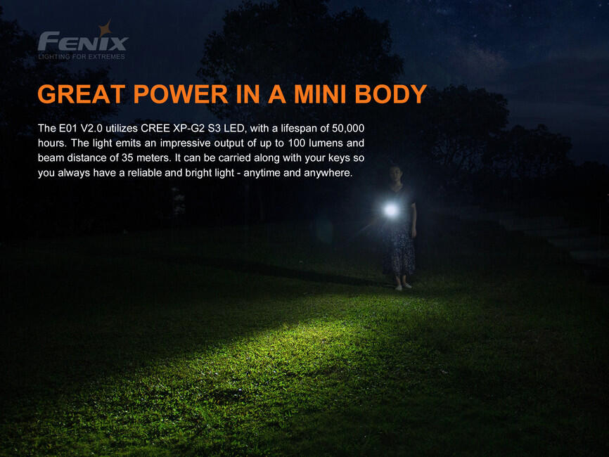 Fenix E01 V2.0 mini torcia elettrica, blu