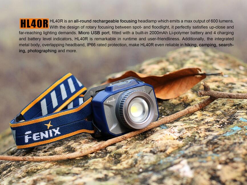 Fenix HL40R Headlamp, Navy Blue