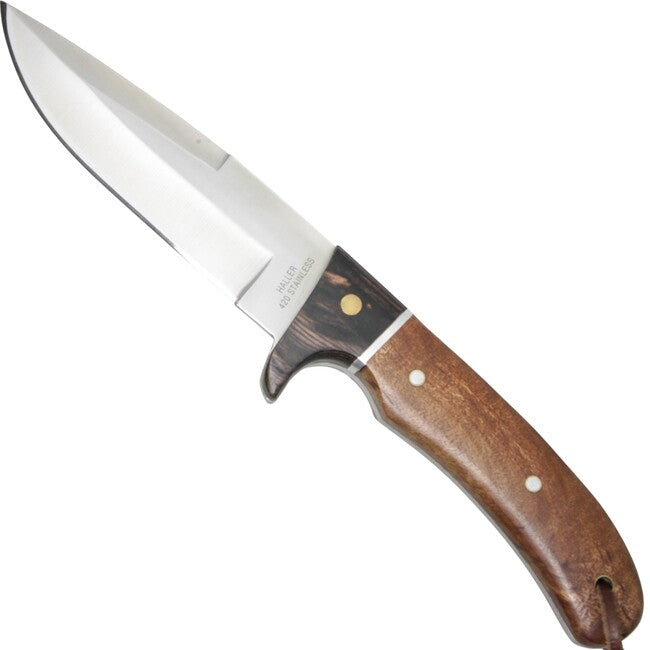 Haller Jagd Coltello a lama fissa , wurzelholz, lederscheide