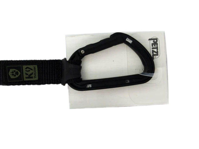 K9 Thorn Guinzaglio a doppia impugnatura con moschettone petzl, nero, XL