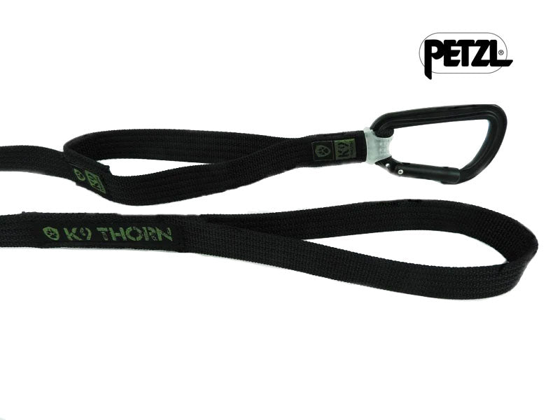 K9 Thorn Guinzaglio con doppia impugnatura e moschettone petzl, nero, L