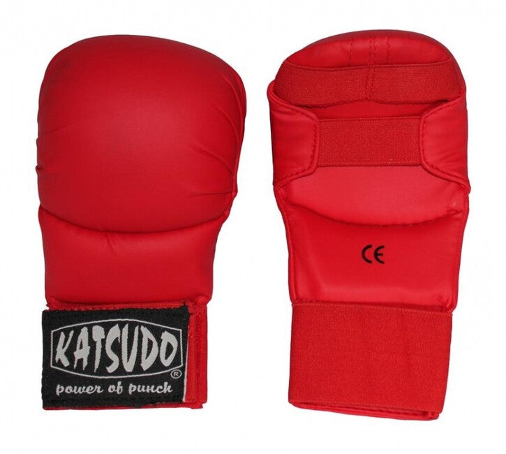 Katsudo Classic guanti da karate senza pollice, rosso