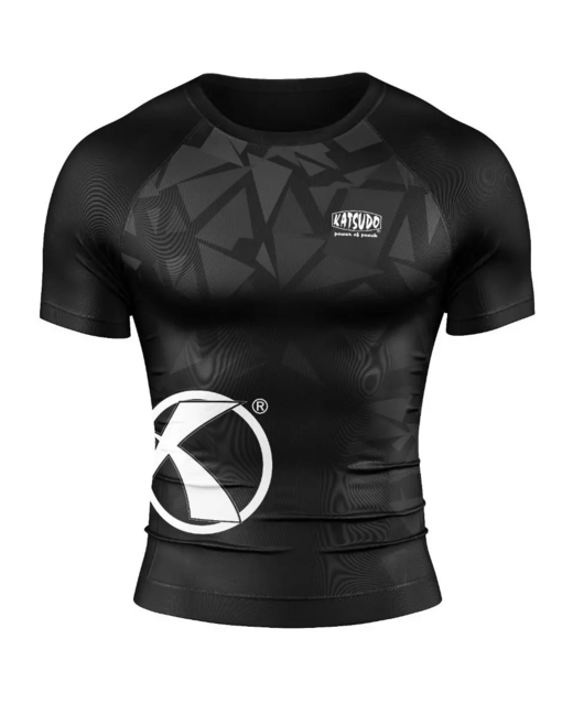 Katsudo Virago t-shirt rash guard a maniche corte, bianco e nero