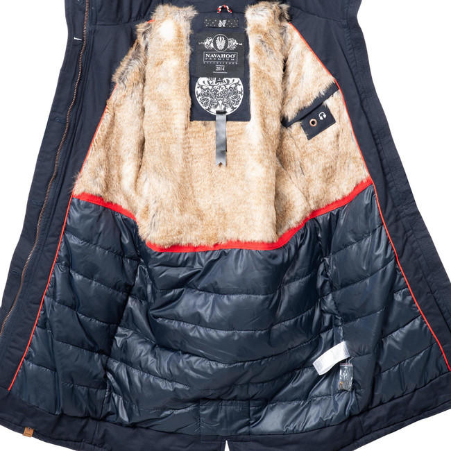 Navahoo Kin-Joo giacca invernale da donna con cappuccio e pelliccia, navy