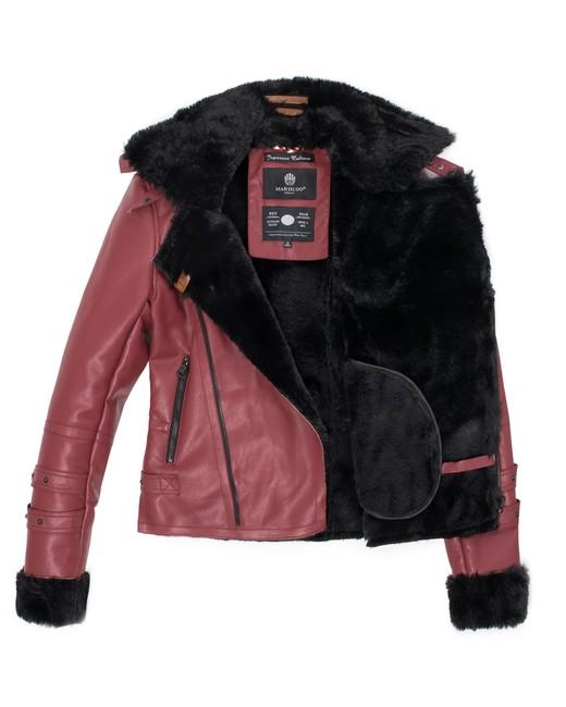 Marikoo KOKOO giacca invernale da donna con pelliccia, bordeaux