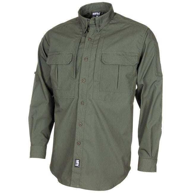 MFH Professional Attack t-shirt a maniche lunghe teflonated, verde OD