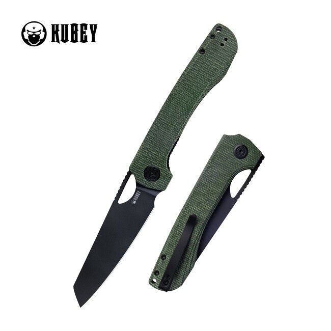 Kubey Elang coltello da chiusura, verde micarta & nero