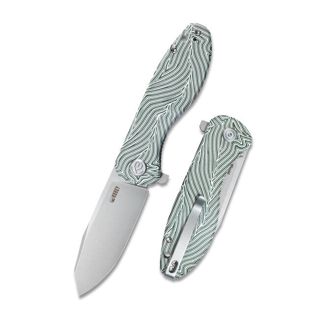 Kubey Master Chief coltello da chiusura Damasc. G10, green & white