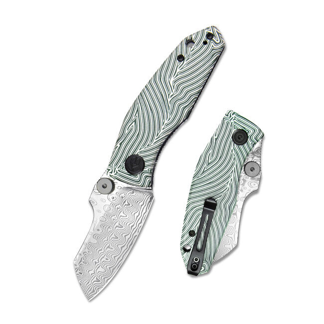 Kubey Monsterdog coltello da chiusura in damasco e verde