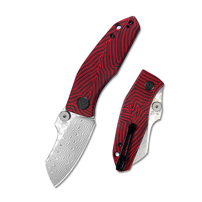 Kubey Monsterdog coltello damasco e chiusura rossa