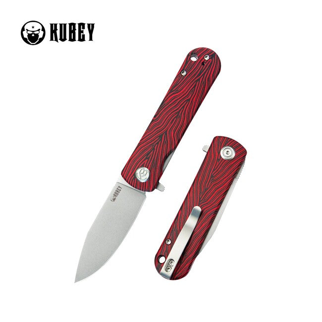 Kubey NEO coltello da chiusura outdoor rosso-nero damasc. g10
