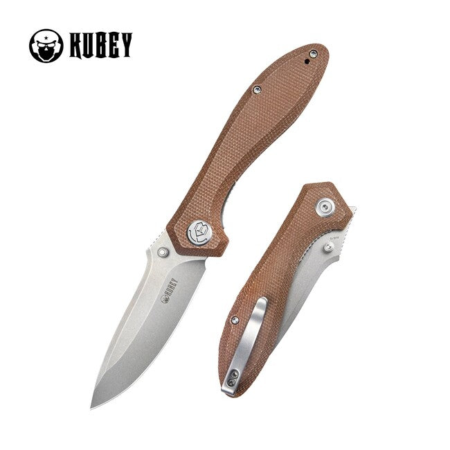 Kubey Ruckus coltello da chiusura, tan micarta