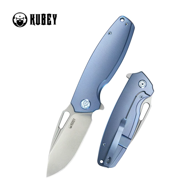 Kubey Tityus coltello di chiusura, blue contoured titanio