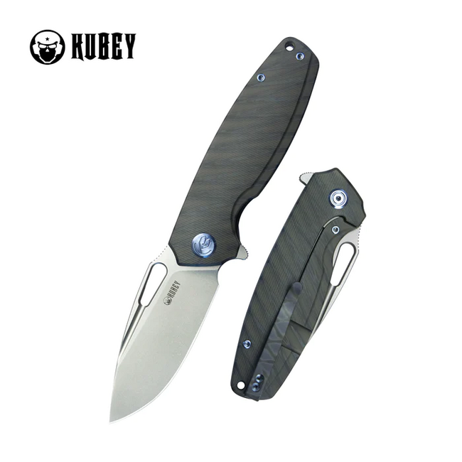 Kubey Tityus coltello da chiusura titanio flame contouRed