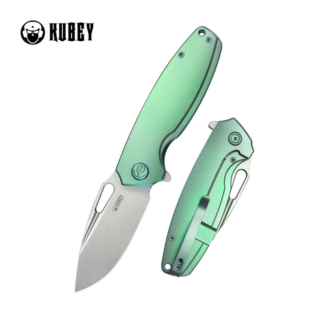 Kubey Tityus coltello di chiusura, verde contoured titanio