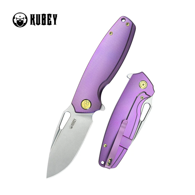 Kubey Tityus coltello di chiusura Titanio, purple contoured