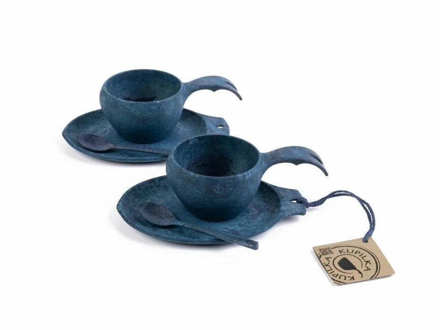 Kupilka Slow down Set 2 x tazza con piattino e cucchiaio, blu