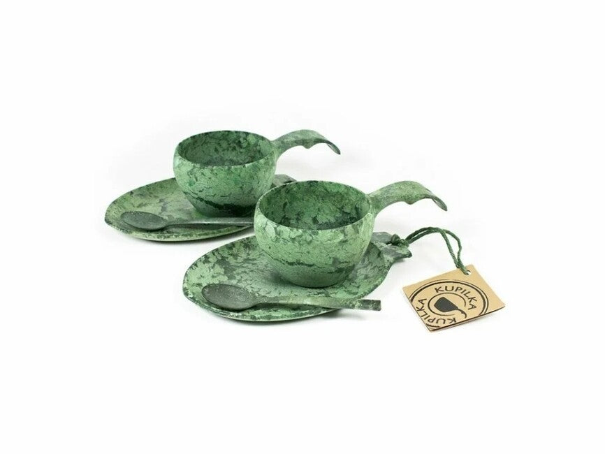 Kupilka Slow down set 2 x tazza con piattino e cucchiaio, verde