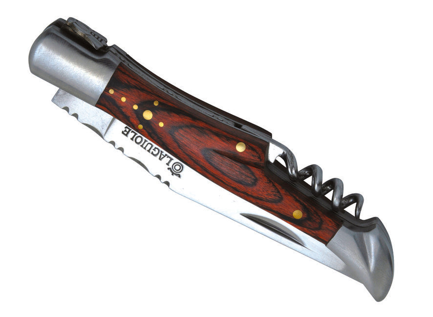 Laguiole DUB039 coltello tascabile lama 12cm acciaio 420 manico staminia marrone