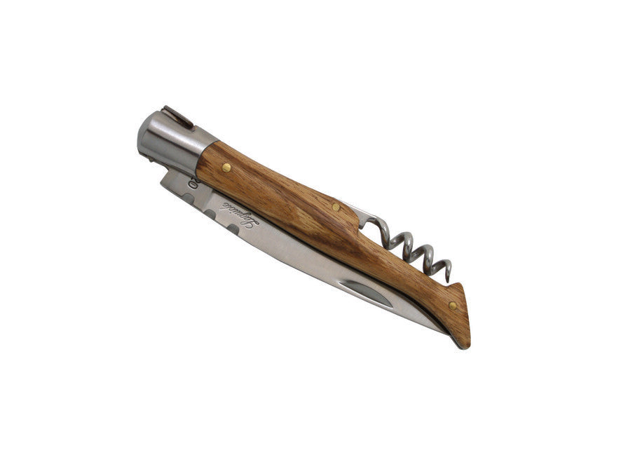 Laguiole DUB042 coltello tascabile con cavatappi, lama 12cm, acciaio 420, manico legno zebrawood