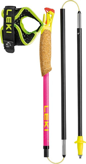 Leki Ultratrail FX.One Superlite bastoncini da trail running, rosa neon - giallo neon - carbonio naturale