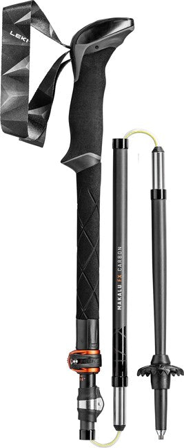 Leki Makalu FX Carbon bastoncini da trekking 110 - 130 cm, nero-arancio-carbonio naturale