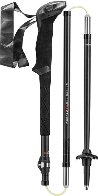 Leki Makalu FX.One Carbon bastoncini da trekking, nero-carbonio naturale-arancione