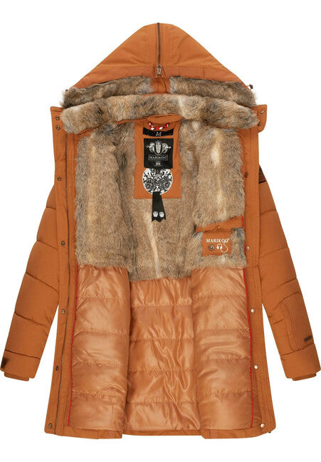 Marikoo Lieblings Jacke giacca invernale da donna con cappuccio, cannella arrugginita