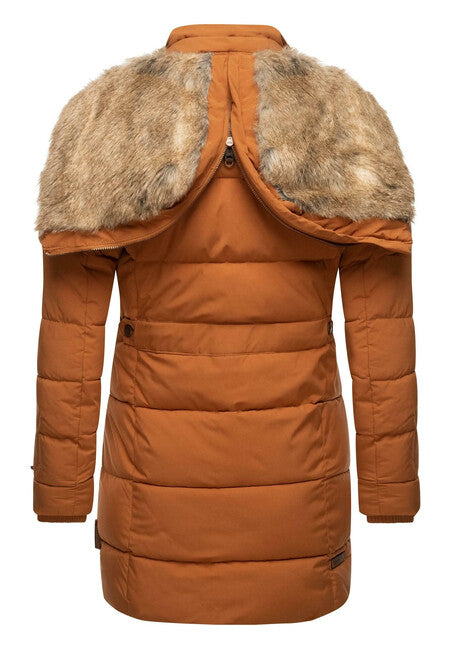 Marikoo Lieblings Jacke giacca invernale da donna con cappuccio, cannella arrugginita