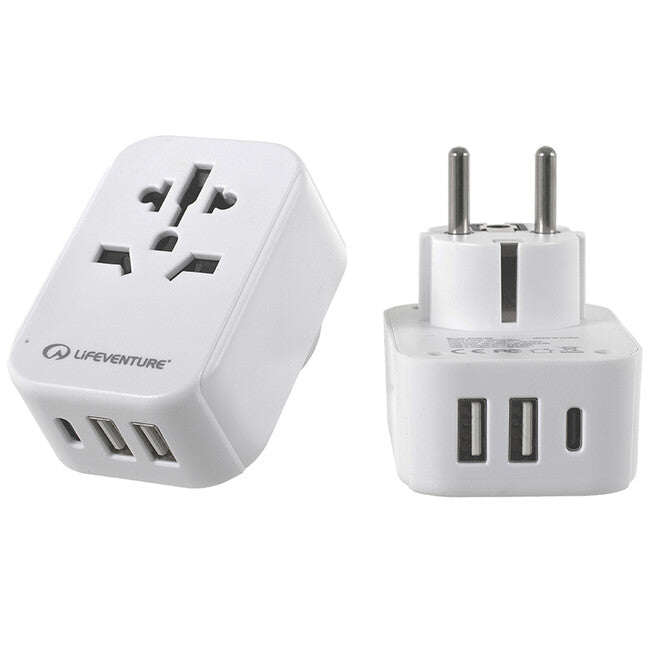 Lifeventure Adattatore da viaggio con USB e USB-C