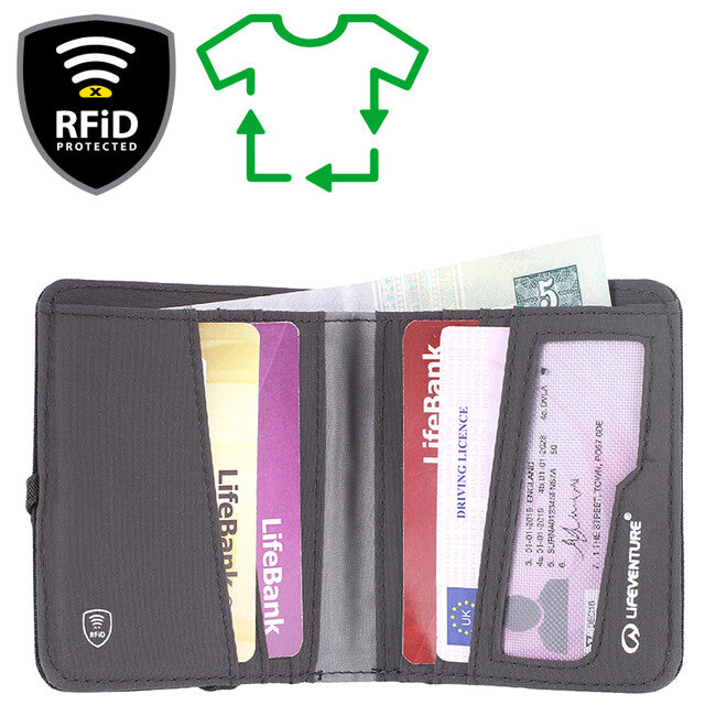 Lifeventure RFiD portafoglio compatto riciclato, grigio