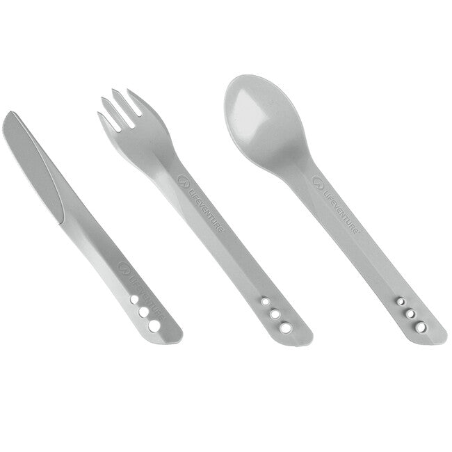 Lifeventure Ellipse set di posate in plastica, grigio chiaro