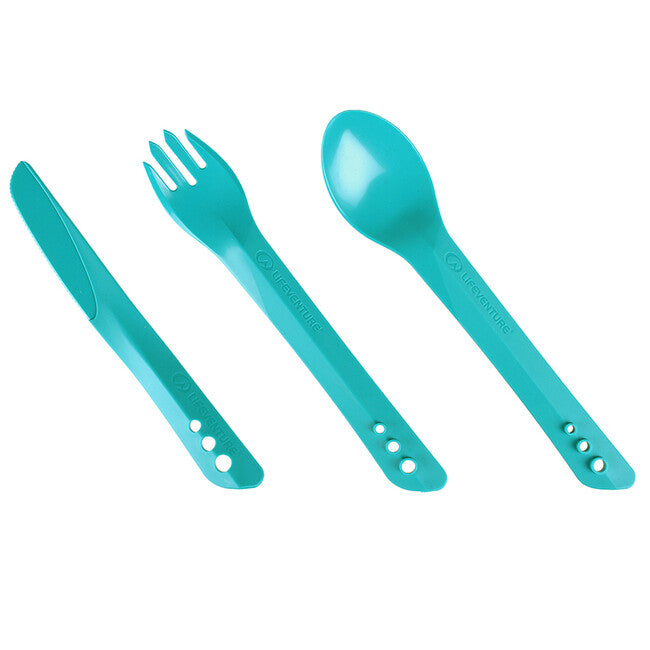 Lifeventure Ellipse set di posate di plastica, verde acqua