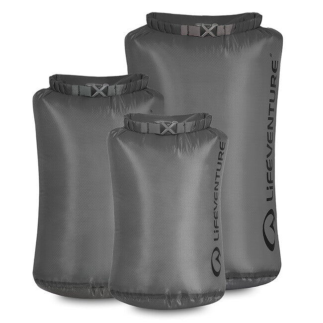 Lifeventure set di borse impermeabili da 5 l, 10 l, 25 l, grigio