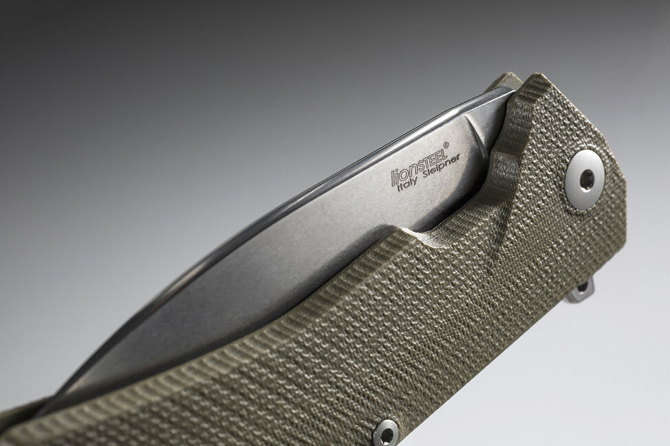 Lionsteel Coltello tascabile molto robusto con lama Sleipner, GR