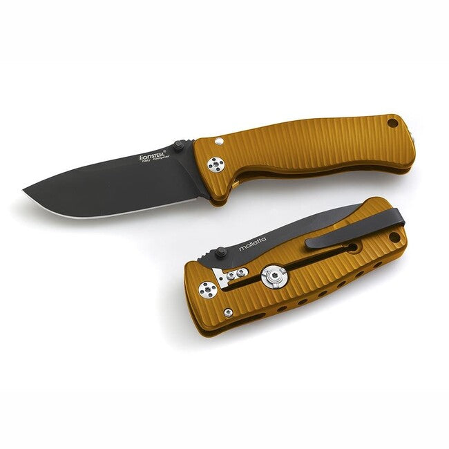 Lionsteel Coltello da tasca molto robusto con lama in acciaio Sleipner SR2A OB