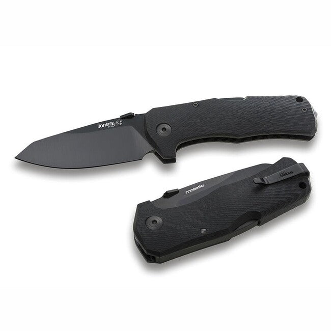 Lionsteel Coltello tascabile molto robusto con lama nera TM1 CB