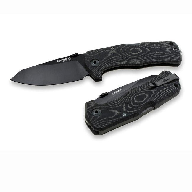 Lionsteel Coltello da tasca molto robusto con lama nera TM1 MB