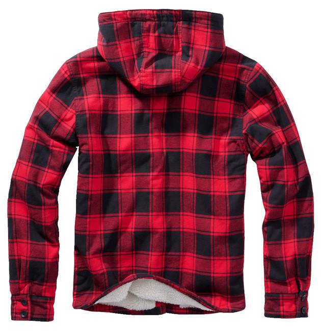 Brandit Lumberjacket giacca con cappuccio, rosso-nero
