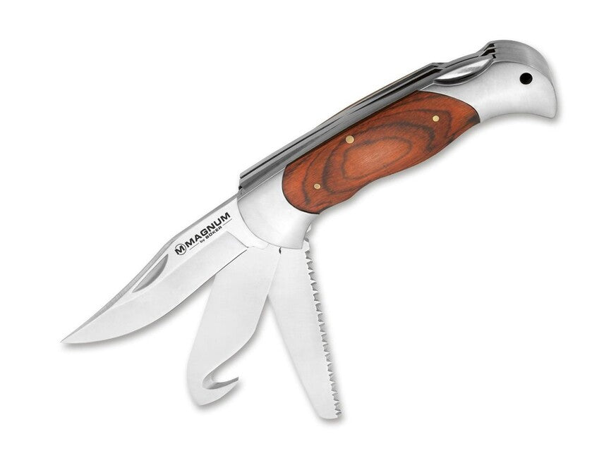 Böker Magnum Classic Hunter coltello multifunzione da caccia 3 lame, 9 cm, legno
