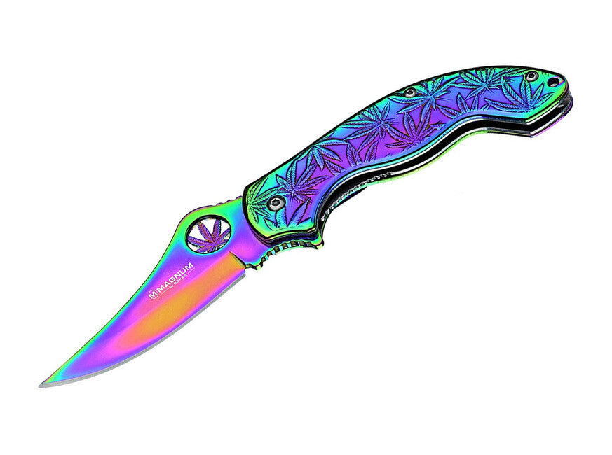 Böker Magnum coltello da collezione tascabile 8,2 cm iridescente acciaio pieno