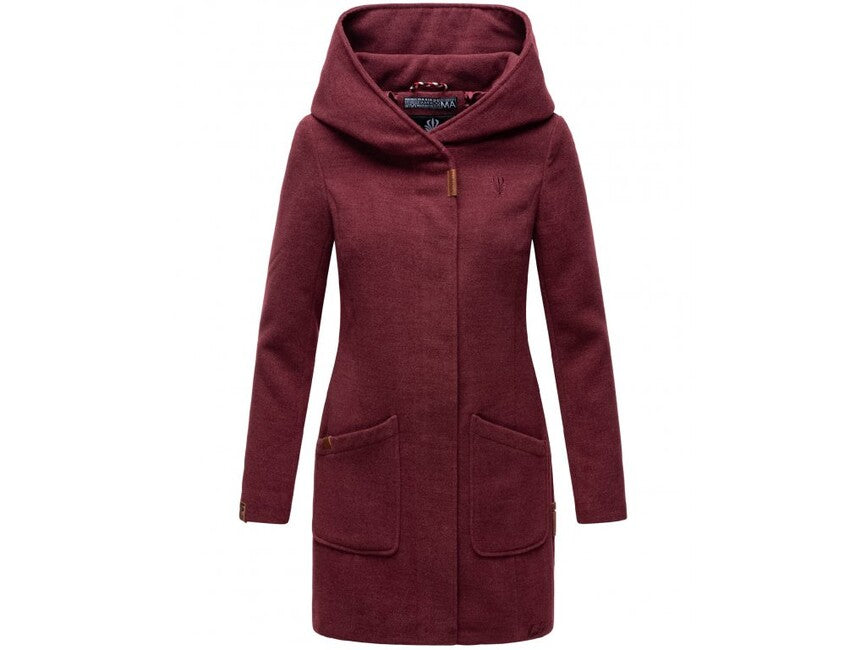 Marikoo MAIKOO cappotto invernale da donna con cappuccio, rosso scuro