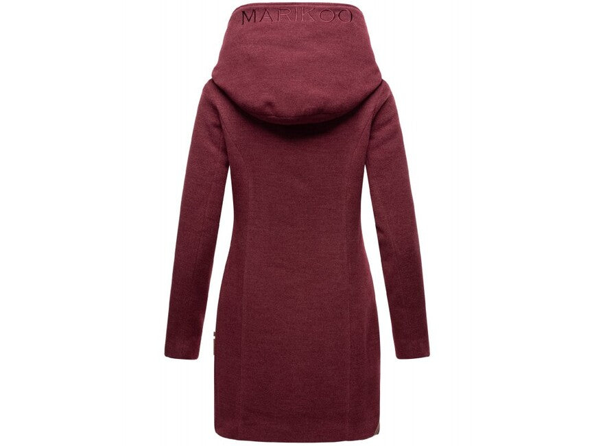 Marikoo MAIKOO cappotto invernale da donna con cappuccio, rosso scuro