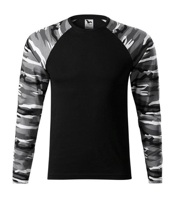 Malfini Camouflage maglia a maniche lunghe, grigio, 160g/m2