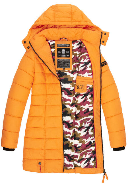 Marikoo Abendsternchen cappotto trapuntato da donna con cappuccio, sorbetto albicocca